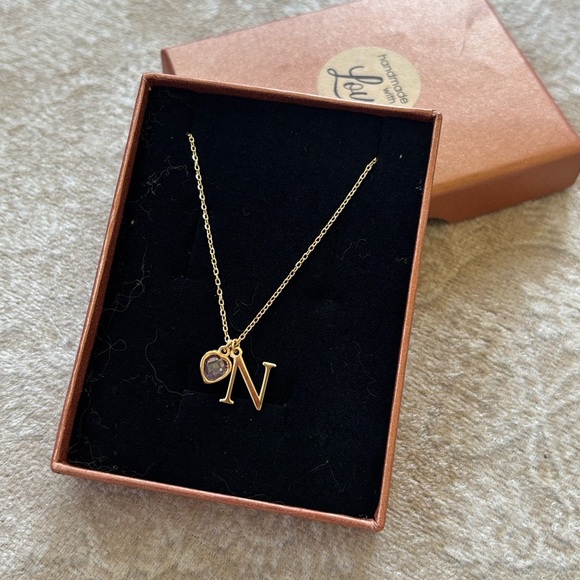 Brand New 14K Gold Plated 925 Sterling Silver Initial "N" & Alexandrite Necklace - Picture 15 of 16